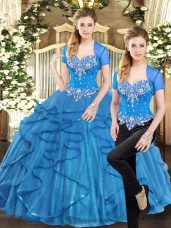 Sleeveless Beading and Ruffles Lace Up Vestidos de Quinceanera