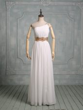 Classical Chiffon Sleeveless Floor Length Bridal Gown and Beading