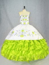Ball Gowns Embroidery and Ruffled Layers 15 Quinceanera Dress Lace Up Organza Sleeveless Floor Length