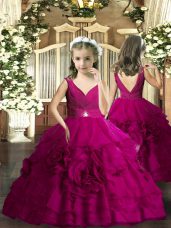 Sleeveless Floor Length Pageant Gowns For Girls and Beading