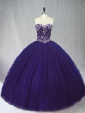 Purple 15 Quinceanera Dress Sweet 16 and Quinceanera with Beading Sweetheart Sleeveless Lace Up