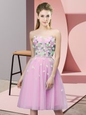 Sleeveless Lace Up Knee Length Appliques Vestidos de Damas