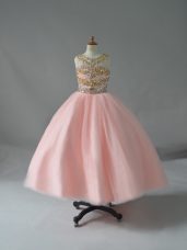 Sleeveless Beading Backless Little Girl Pageant Gowns