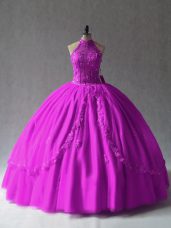 Sleeveless Lace Up Floor Length Appliques Quinceanera Gowns