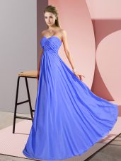 Blue Lace Up Sweetheart Ruching Homecoming Dress Chiffon Sleeveless