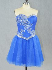 Sweet Blue Homecoming Dress Prom and Party with Beading Sweetheart Sleeveless Lace Up
