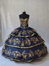 Glamorous Sleeveless Embroidery and Ruffled Layers Lace Up Quinceanera Gowns