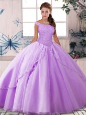 Tulle Sleeveless Quinceanera Dresses Brush Train and Beading