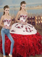 Luxury Sleeveless Lace Up Floor Length Embroidery and Ruffles and Bowknot Sweet 16 Quinceanera Dress