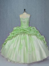 Great Quinceanera Dresses Sweet 16 and Quinceanera with Beading and Appliques and Pick Ups Sweetheart Sleeveless Brush Train Lace Up