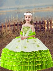 Great Floor Length Ball Gowns Sleeveless Yellow Green Little Girls Pageant Dress Wholesale Lace Up