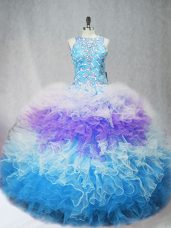 Multi-color Scoop Zipper Beading and Ruffles Sweet 16 Quinceanera Dress Sleeveless