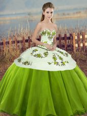 Tulle Sleeveless Floor Length 15 Quinceanera Dress and Embroidery and Bowknot