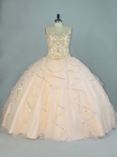 Colorful Champagne Sleeveless Beading and Ruffles Floor Length Sweet 16 Dresses