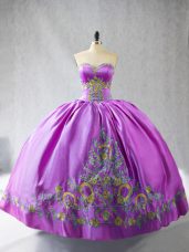 Lilac Sleeveless Satin Lace Up Quinceanera Dress for Sweet 16 and Quinceanera