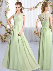 Hot Selling Scoop Cap Sleeves Chiffon Wedding Party Dress Lace Clasp Handle