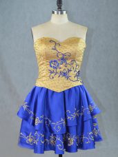 Mini Length Royal Blue Custom Made Pageant Dress Sweetheart Sleeveless Lace Up