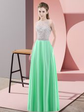 Exquisite Apple Green Dress for Prom Prom and Party with Beading Scoop Sleeveless Backless