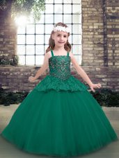 Eye-catching Straps Sleeveless Tulle Child Pageant Dress Beading Lace Up