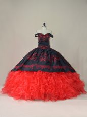 Captivating Sleeveless Brush Train Lace Up Embroidery and Ruffles Sweet 16 Quinceanera Dress