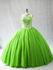 Traditional Quinceanera Dress Tulle Court Train Sleeveless Beading