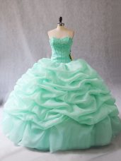 Sweetheart Sleeveless Organza Ball Gown Prom Dress Beading and Pick Ups Lace Up