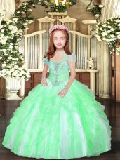 Floor Length Lace Up Evening Gowns for Party and Sweet 16 and Wedding Party with Beading and Ruffles
