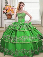 Exquisite Satin and Organza Sleeveless Floor Length Vestidos de Quinceanera and Ruffled Layers