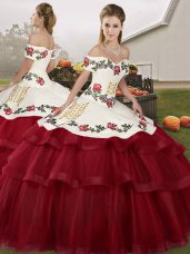 Enchanting Sleeveless Brush Train Embroidery and Ruffled Layers Lace Up Vestidos de Quinceanera