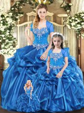 High Class Organza Sleeveless Floor Length Quinceanera Gowns and Beading and Ruffles