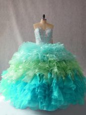 Elegant Multi-color Quinceanera Dress Sweet 16 and Quinceanera with Beading and Ruffles Sweetheart Sleeveless Lace Up