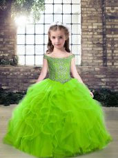Graceful Off The Shoulder Sleeveless Zipper Little Girl Pageant Dress Tulle