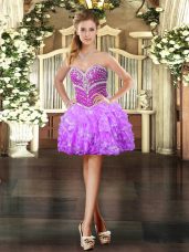Organza Sleeveless Mini Length Cocktail Dresses and Beading and Ruffled Layers