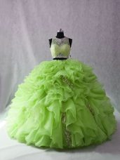 Ball Gowns Beading and Ruffles Vestidos de Quinceanera Zipper Organza Sleeveless