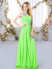 Floor Length Court Dresses for Sweet 16 One Shoulder Sleeveless Zipper