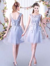Great Scoop Sleeveless Tulle Wedding Party Dress Lace Lace Up