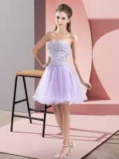 Affordable Tulle Sweetheart Sleeveless Zipper Beading Homecoming Dress in Lavender