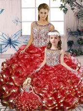 Sleeveless Beading and Ruffles Lace Up 15 Quinceanera Dress