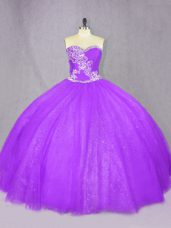 Free and Easy Lavender Quinceanera Dresses Sweet 16 and Quinceanera with Beading Sweetheart Sleeveless Lace Up