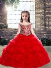 Sleeveless Beading Lace Up Kids Formal Wear