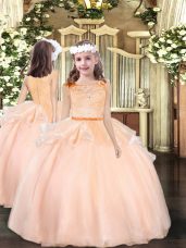 Scoop Sleeveless Organza Little Girls Pageant Gowns Lace Zipper