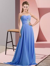 Custom Made Sleeveless Beading and Ruching Lace Up Evening Dress