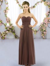 Fashionable Sweetheart Sleeveless Lace Up Damas Dress Brown Chiffon