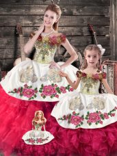 Off The Shoulder Sleeveless Lace Up Sweet 16 Dress Pink And White Organza
