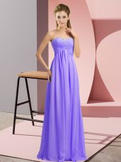 Lavender Sleeveless Chiffon Lace Up Prom Dresses for Prom and Party and Military Ball