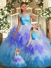 Sleeveless Lace and Ruffles Backless Quinceanera Gown