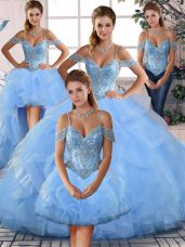 Free and Easy Blue Tulle Lace Up Sweet 16 Dresses for Sweet 16 and Quinceanera