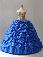 Ball Gowns 15 Quinceanera Dress Blue Sweetheart Taffeta Sleeveless Lace Up