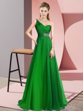 Green Sleeveless Beading Criss Cross Prom Party Dress