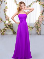 Sumptuous Sweetheart Sleeveless Chiffon Dama Dress for Quinceanera Hand Made Flower Lace Up